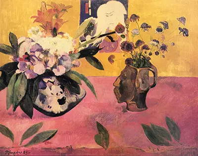 Still Life with Head-Shaped Vase and Japanese Woodcut Paul Gauguin